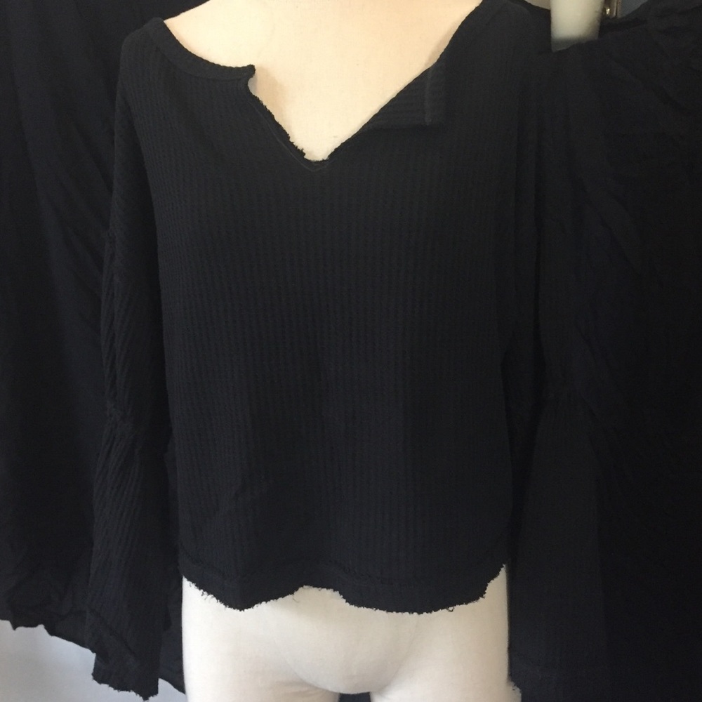 Free People Waffle Knit Bell Sleeve Dahlia Tee